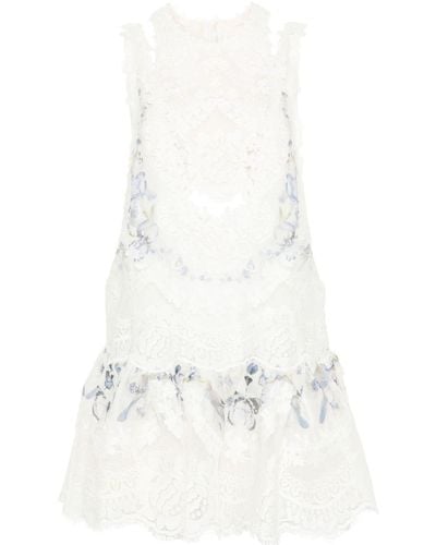 Zimmermann Natura Lace Patch Mini Dress - White
