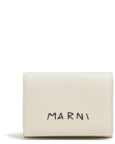 Marni Logo-embroidered Leather Wallet - White
