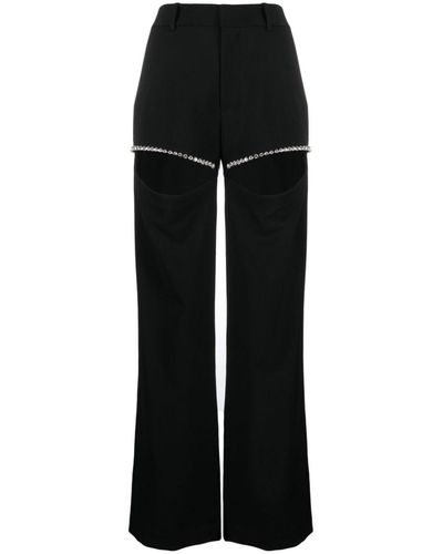 Area Crystal-embellished Cut-out Wool Trousers - Women's - Lycra/virgin Wool/viscose/crystalmetal - Black