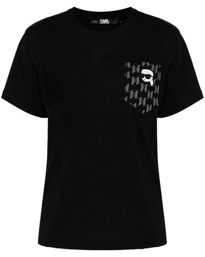 Karl Lagerfeld K/ikonik モノグラムポケット Tシャツ - ブラック