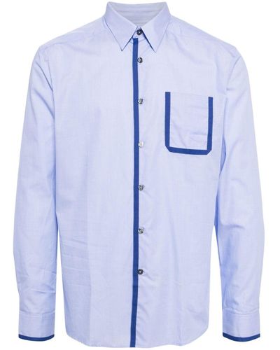 Paul Smith Contrasting-trim Cotton Shirt - ブルー