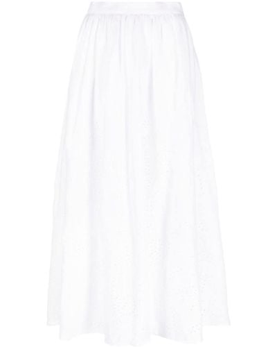 Polo Ralph Lauren Broderie Anglaise Midi-rok - Wit
