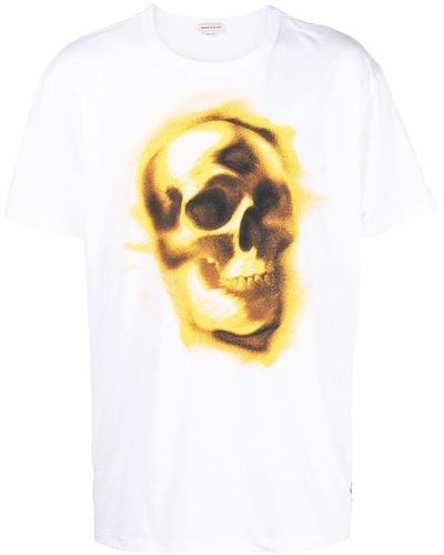 Alexander McQueen T-shirt Met Doodskopprint - Metallic