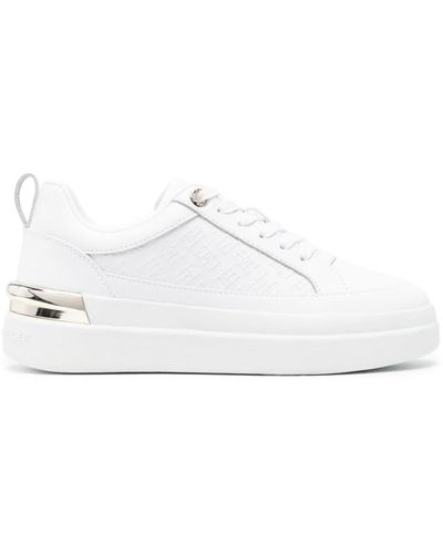 Tommy Hilfiger Embossed-logo Leather Sneakers - White