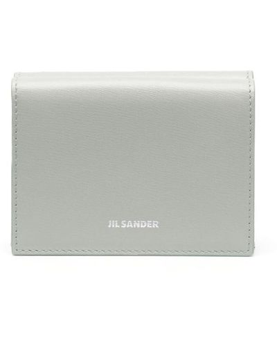 Jil Sander Logo-stamp Bi-fold Leather Wallet - Gray