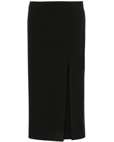 Gauchère Side-slit Wool Skirt - Black