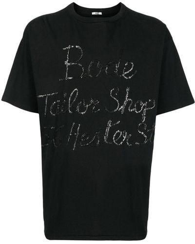 Bode T-Shirt mit Pailletten-Logo - Schwarz