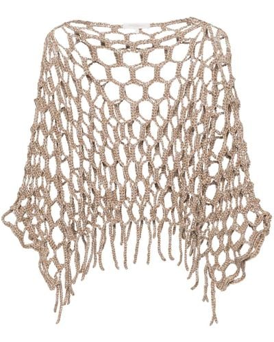 Antonelli Sequin-embellished Knitted Top - Natural