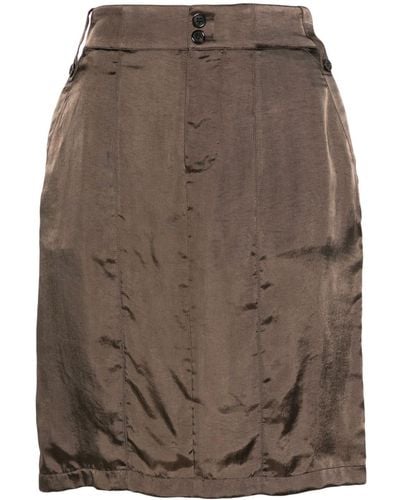 Saint Laurent Button-up Satin Miniskirt - Brown
