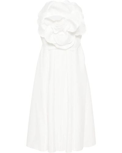 Nissa Floral-appliqué Taffeta Midi Dress - White