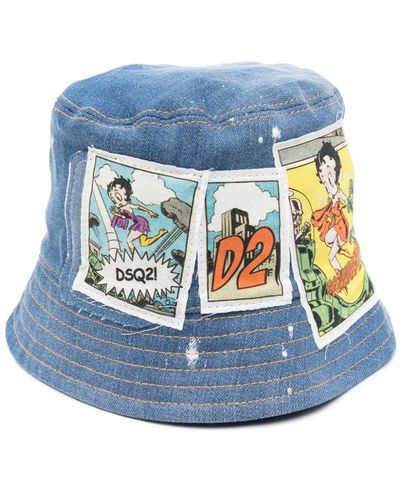 DSquared² Cappello bucket con stampa cartoon - Blu