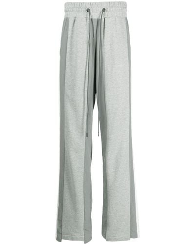 Mostly Heard Rarely Seen Striped Cotton Track Trousers - Grey
