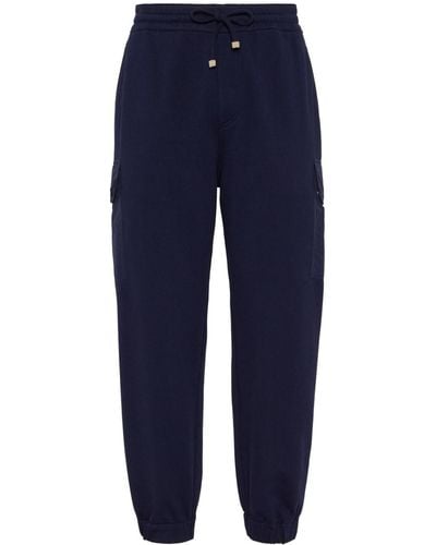 Brunello Cucinelli Straight-leg Cotton-blend Track Trousers - Blue