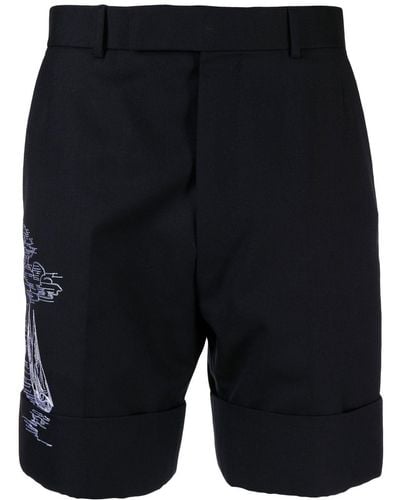 Thom Browne Embroidered Tailored Shorts - Blue