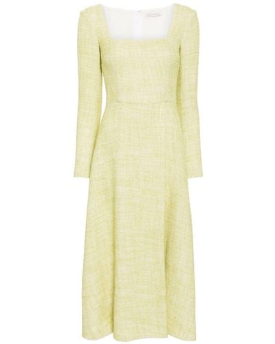 Emilia Wickstead Fara Tweed Midi-jurk - Geel