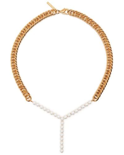 Y. Project Chain-link & Pearl Necklace - White