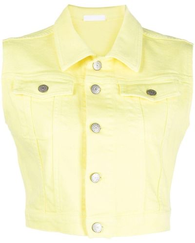 P.A.R.O.S.H. Tie-dye Cropped Denim Jacket - Yellow