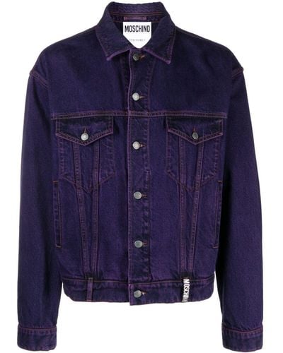 Moschino Denim Jack Met Logoplakkaat - Blauw