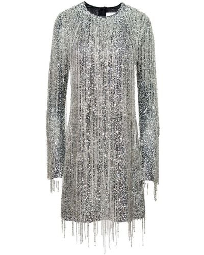 Carolina Herrera Sequin-embellished Fringed Dress - Gray