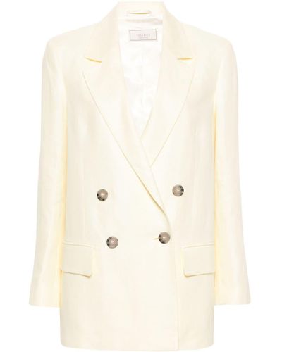 Peserico Linen Double-breasted Blazer - Natural