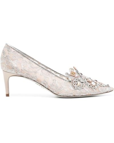 Rene Caovilla Cinderella Embellished Court Shoes - White