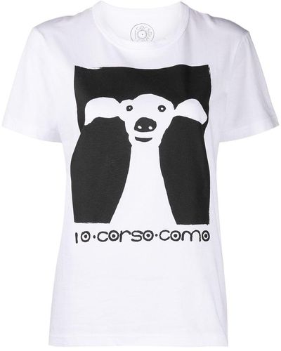 10 Corso Como T-shirt Met Hondenprint - Wit