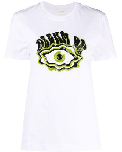 Sportmax Graphic-print Cotton T-shirt - White