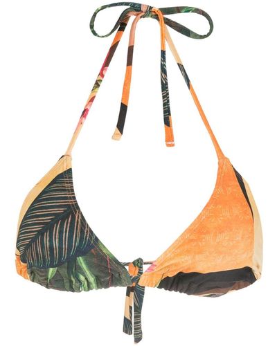 Lygia & Nanny Top de bikini Iasmim con estampado de hojas - Amarillo