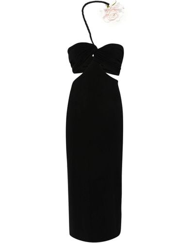 Magda Butrym Rose-detail Asymmetric Midi Dress - Black