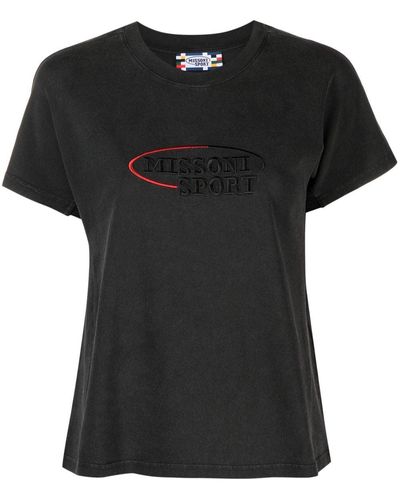 Missoni Embroidered-logo Cotton T-shirt - Black