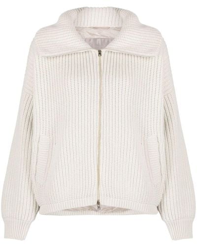 Herno Chunky-knit Zip-up Cashmere Cardigan - White