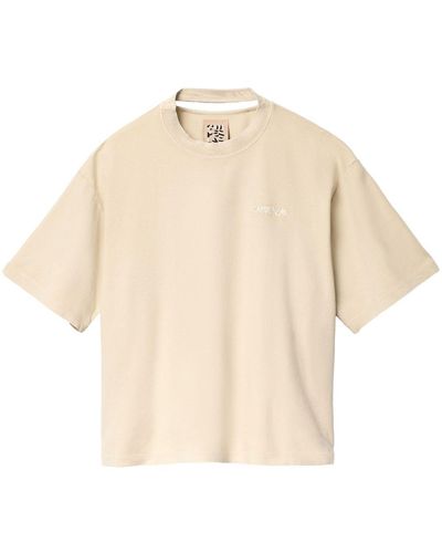 Camper Logo-embroidered Cotton T-shirt - Natural