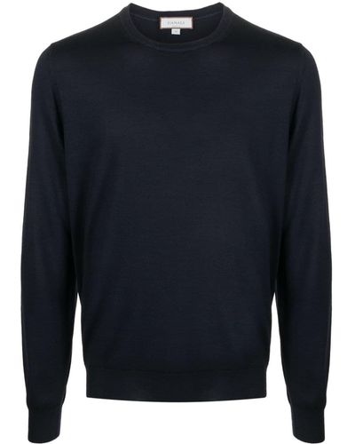 Canali Pull en maille à col rond - Bleu