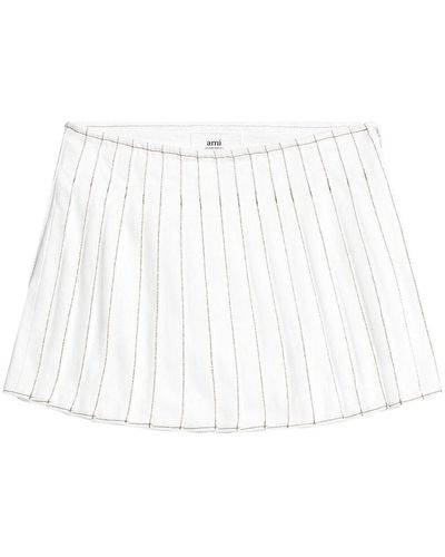 Ami Paris High-waisted Pleated Mini Skirt - White