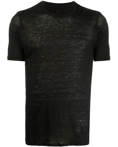 120% Lino T-shirt Met Korte Mouwen - Zwart