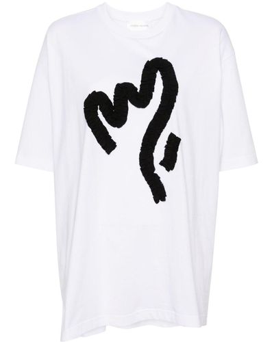Christian Wijnants Timsha T-Shirt mit Rüschenapplikation - Weiß