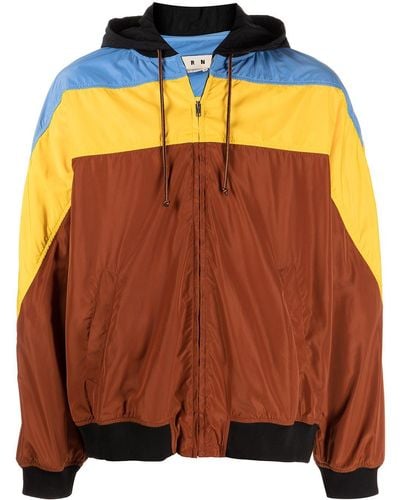 Marni Hooded Colour-block Lightweight Jacket - Orange