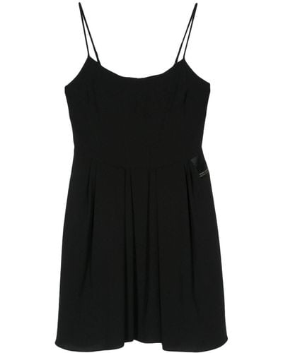 Armani Exchange Logo-patch Crepe Mini Dress - Black