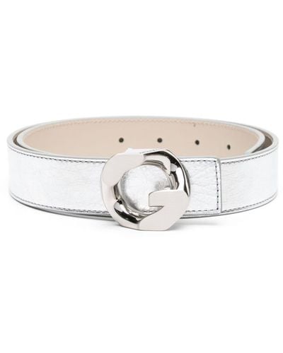 Givenchy G-chain Buckle Leather Belt - White
