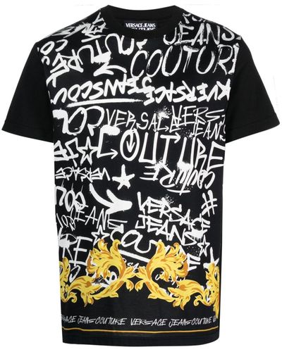 Versace Jeans Couture Camiseta con motivo de grafiti - Negro