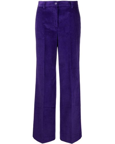 P.A.R.O.S.H. Pantalon en velours côtelé à taille haute - Violet