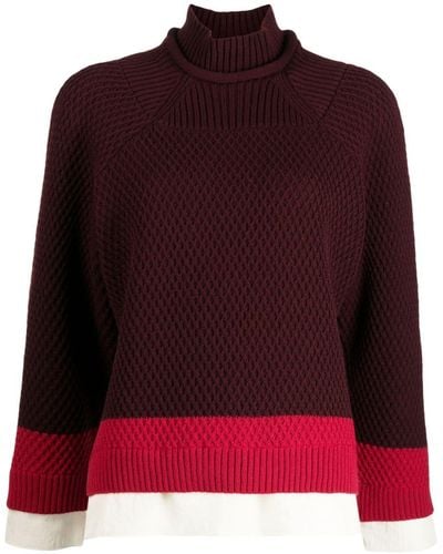 Undercover Intarsia-knit Wool Sweater - Red