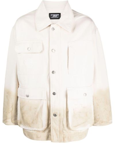 ENTERPRISE JAPAN Gradient-effect Buttoned Shirt Jacket - Natural
