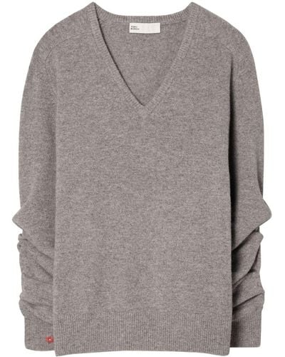 Tory Burch V-neck Wool-blend Jumper - Grey