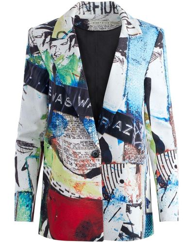 Alice + Olivia X Basquiat Denny Blazer Met Print - Meerkleurig