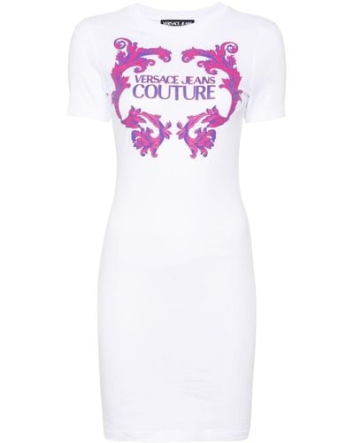 Versace Vestido corto con logo estampado - Blanco