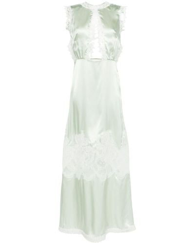 Viktor & Rolf Lace-appliqué Silk Maxi Dress - White