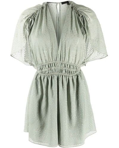 Maje Embroidered Short-sleeve Playsuit - Green