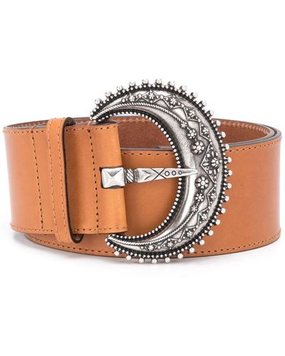 Etro Brown Leather Wide Buckle Belt - Natural