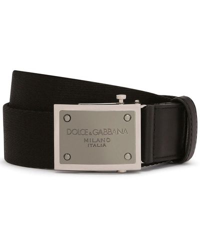 Dolce & Gabbana ロゴタグ レザーベルト - ブラック
